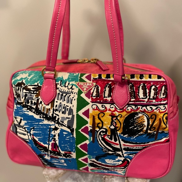 SOLD on eBay Limited Edition PRADA Canapa Leather St Venez Tote Handbag Pink Bag - Picture 4 of 11